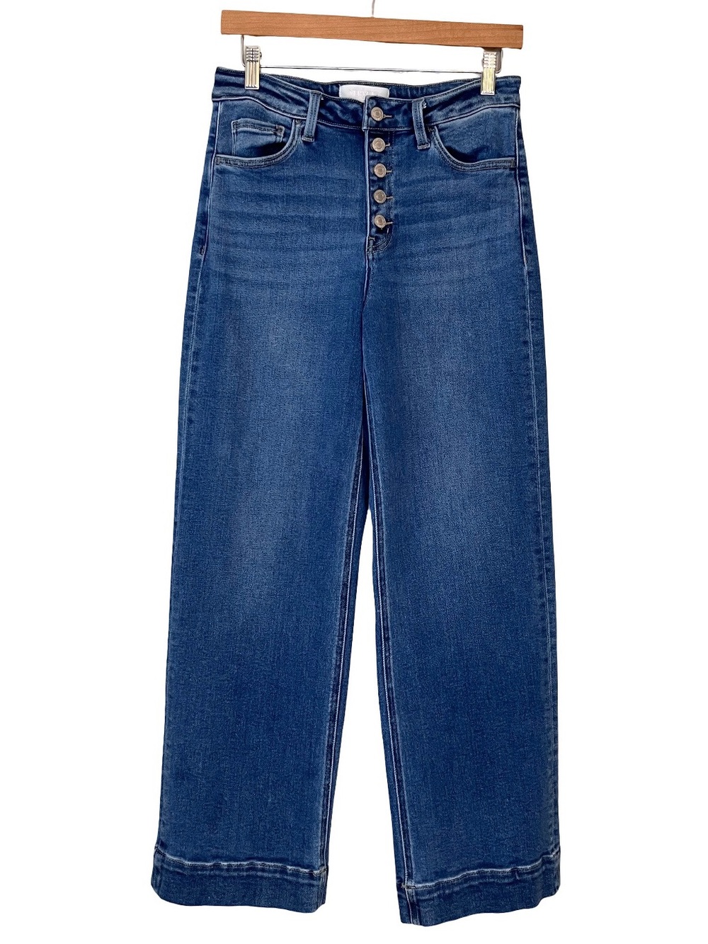 Vervet Exposed Button Fly Denim Wide-Leg Jeans Sz 28